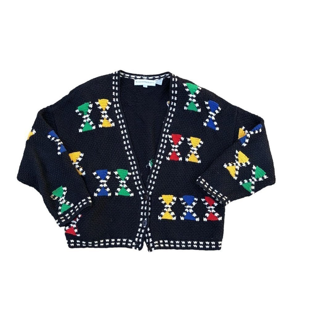 Vintage TONY LAMBERT COLLECTIONS Crochet Knit Cardigan Sweater Women's LARGE‌‌